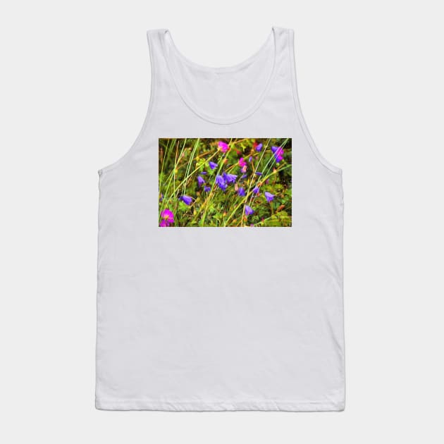 Harebells and Geraniums textured Tank Top by Violaman